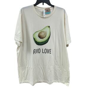 New Hand Printed Womens 2XL Avo Love Avocado Veggie Short Sleeve Tee Shirt